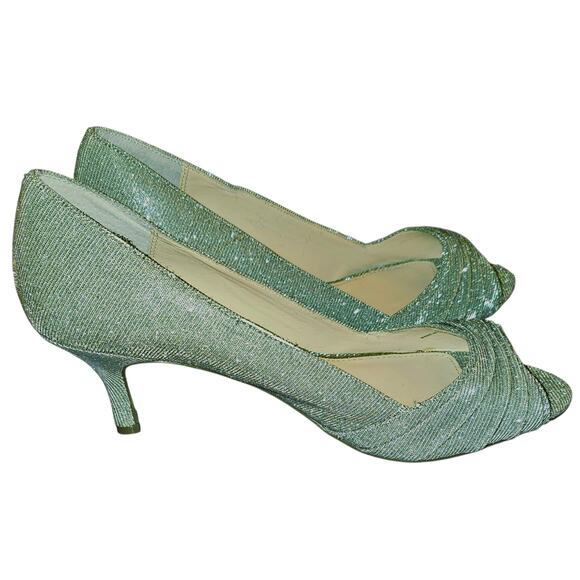 Nina New York Silver Peep Toe Heels Womens Size 10 Dress Shoes Evening Pumps NEW - Picture 13 of 13